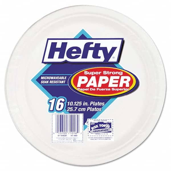 Hefty - Super Strong Paper Dinnerware, 10 1/8" Plate, Bagasse, 16/Pack, 12 Packs/Carton - Makers Industrial Supply