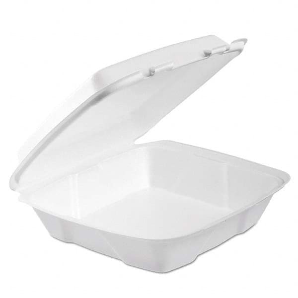 DART - Foam Hinged Lid Container, 1-Comp, 9 x 9 2/5 x 3, White, 100/Bag, 2 Bag/Carton - Makers Industrial Supply