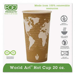 ECO PRODUCTS - World Art Renewable Compostable Hot Cups, 20 oz, 50/PK, 20 PK/CT - Makers Industrial Supply