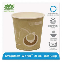 ECO PRODUCTS - Evolution World 24% Recycled Content Hot Cups - 10 oz, 50/PK, 20 PK/CT - Makers Industrial Supply