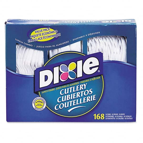 Dixie - Combo Pack, Tray/Plastic Utensils, 56 Forks, 56 Knives, 56 Spoons, 6 Packs - Makers Industrial Supply