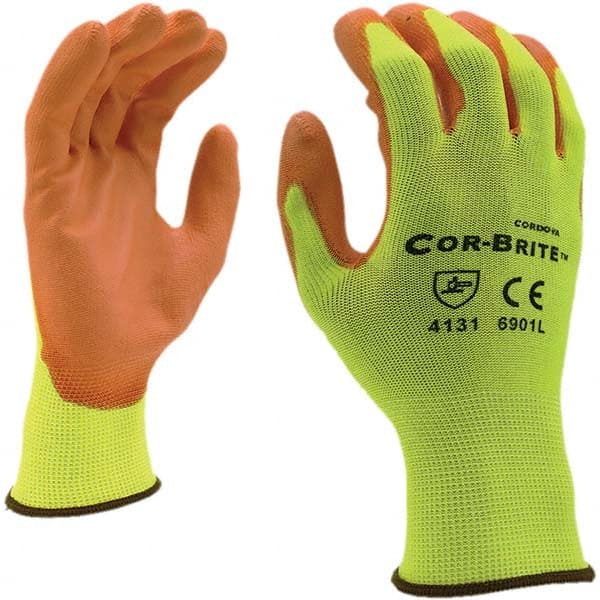 Cordova - Size 2XL (11) Polyurethane Coated Polyester & Polyurethane High Visibility Work Gloves - Makers Industrial Supply