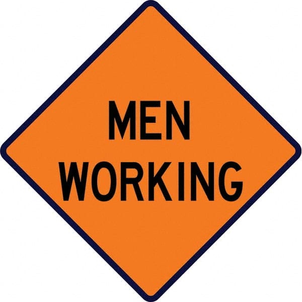 VizCon - "Workers Ahead," 48" Wide x 48" High Vinyl Construction Roadway Sign - Makers Industrial Supply