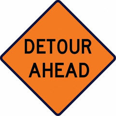 VizCon - "Detour Ahead," 36" Wide x 36" High Vinyl Construction Roadway Sign - Makers Industrial Supply