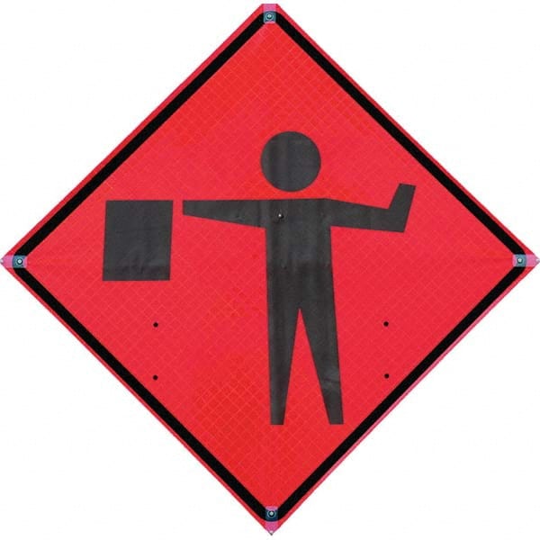 VizCon - "Utility Work Ahead," 48" Wide x 48" High Vinyl Construction Roadway Sign - Makers Industrial Supply