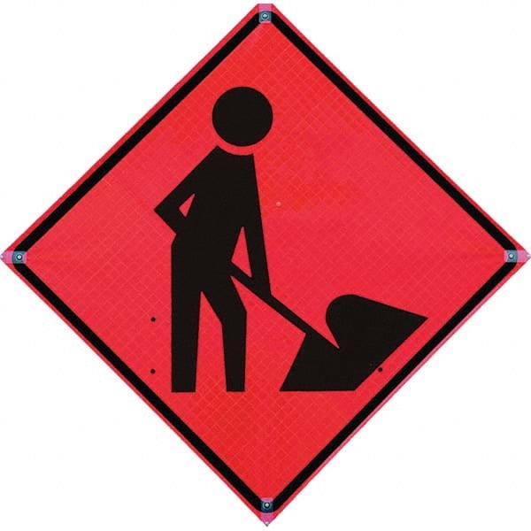 VizCon - "Road Construction Ahead," 36" Wide x 36" High Vinyl Construction Roadway Sign - Makers Industrial Supply