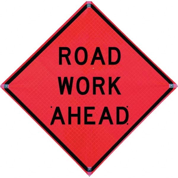 VizCon - "Workers Ahead," 36" Wide x 36" High Vinyl Construction Roadway Sign - Makers Industrial Supply