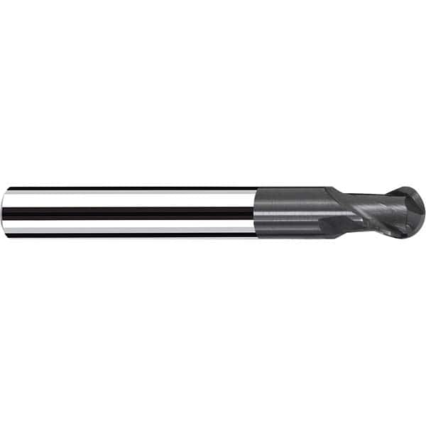 Ball End Mill: 0.375″ Dia, 2 Flute, Solid Carbide 4″ OAL, 3/8″ Shank Dia, 30 ° Helix, X-Al Coated, Single End, Series Sphero-XF