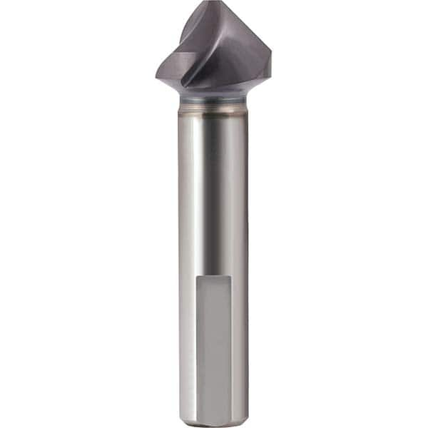 SpyroTec 1-1/4″ Head Diam, 0.37″ Cut Diam, 1/2″ Shank Diam, 3 Flute 82° Cobalt Countersink TiAlN Finish, 3″ OAL, Single End, 1/2″ 3-Flat Shank, Right Hand Cut