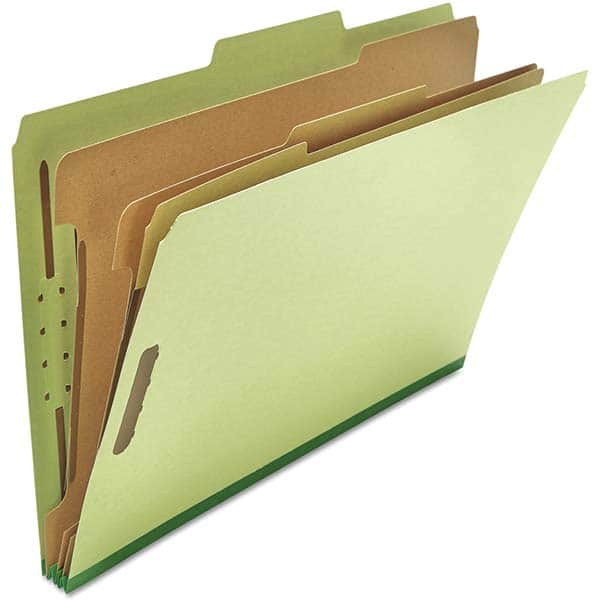 UNIVERSAL - File Folders, Expansion Folders & Hanging Files Folder/File Type: Classification Folders with Tob Tab Fastener Color: Green - Makers Industrial Supply