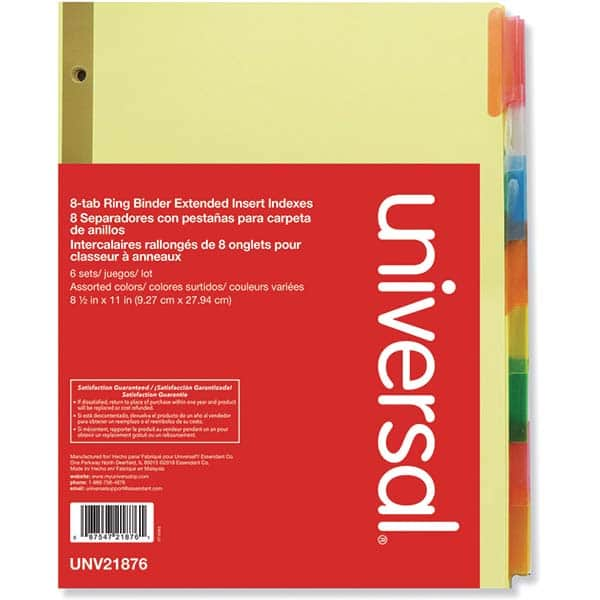 UNIVERSAL - Tabs, Indexes & Dividers Indexes & Divider Type: Customizable Size: 8-1/2 x 11 - Makers Industrial Supply