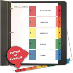 UNIVERSAL - Tabs, Indexes & Dividers Indexes & Divider Type: Preprinted Numeric Size: 8-1/2 x 11 - Makers Industrial Supply