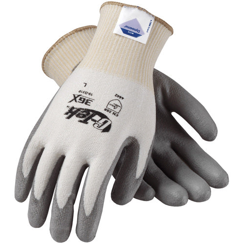 ‎19-D310/M Coated Gloves - G-Tek 3GX Dyneema Diamond - 13G White Shell - Gray PU Smooth Grip - A3 - Exact Industrial Supply