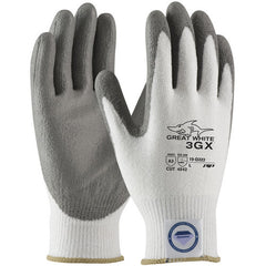 ‎19-D322/XL Coated Gloves - Great White 3GX Dyneema Diamond - 13G White Shell - Gray PU Smooth Grip - A3 - Exact Industrial Supply