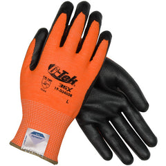 19-D340OR/XL Coated Gloves - G-Tek 3GX Dyneema Diamond - Hi-Vis Orange 13G - Black Nitrile Foam - A4 - Exact Industrial Supply