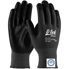 19-D526B/M Coated Gloves - G-Tek 3GX Dyneema Diamond - Black 13G - Black PU Grip - Touchscreen - A4 - Exact Industrial Supply