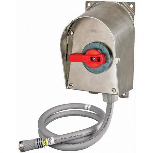 Cam & Disconnect Switches; Enclosure Type: Enclosed; Fused: Non-Fused; Horsepower: 1 - 50; Number of Phases: 3; Amperage: 30 A; Contact Form: 3PST; Voltage: 600 V ac; Horsepower at 1 Phase: 1 @ 200-208 V; Horsepower at 3 Phase: 100 @ 600 V; Number of Pole