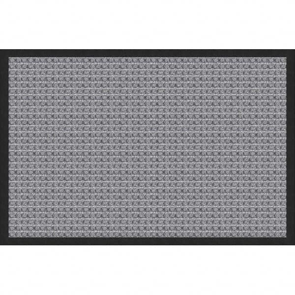 Entrance Mat: 5' Long, 3' Wide, Polypropylene Surface Indoor & Outdoor, Medium-Duty Traffic, Rubber Base, Gray