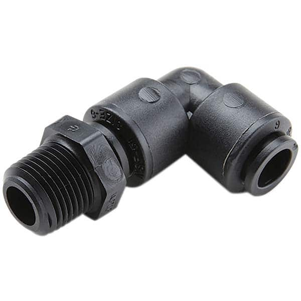 Parker - Plastic Push-To-Connect Tube Fittings Type: Male Swivel Elbow Tube Outside Diameter (Inch): 3/8 - Makers Industrial Supply