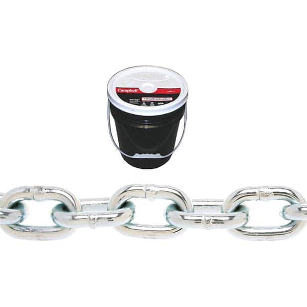 Campbell - Welded Chain; Chain Grade: 30 ; Trade Size: 1/4 ; Load Capacity (Lb.): 1300.000 ; Finish/Coating: Galvanized ; Type: Welded ; Length (Feet): 141 - Exact Industrial Supply