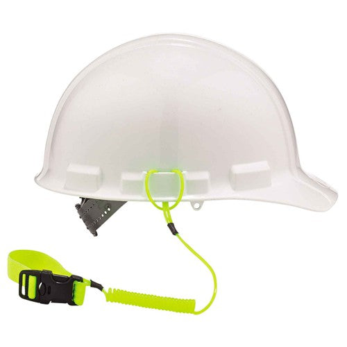 3157 Lime Coil Hard Hat Lanyard With Buckle - Makers Industrial Supply