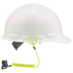 3158 Lime Coil Hard Hat Lanyard With Clamp - Makers Industrial Supply