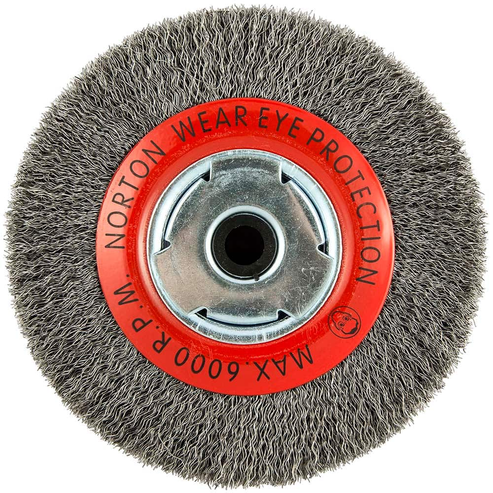 Norton - 6" OD, 5/8" Arbor Hole, Crimped Carbon Wheel Brush - Makers Industrial Supply