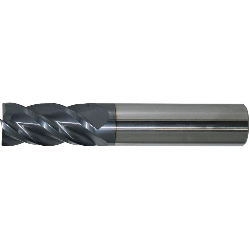 Square End Mill: 1/8'' Dia, 1/2'' LOC, 1/8'' Shank Dia, 1-1/2'' OAL, 4 Flutes, Solid Carbide Single End, AlTiN+ Finish, Spiral Flute, 40 ° Helix, Centercutting, RH Cut, RH Flute, Series 6/44