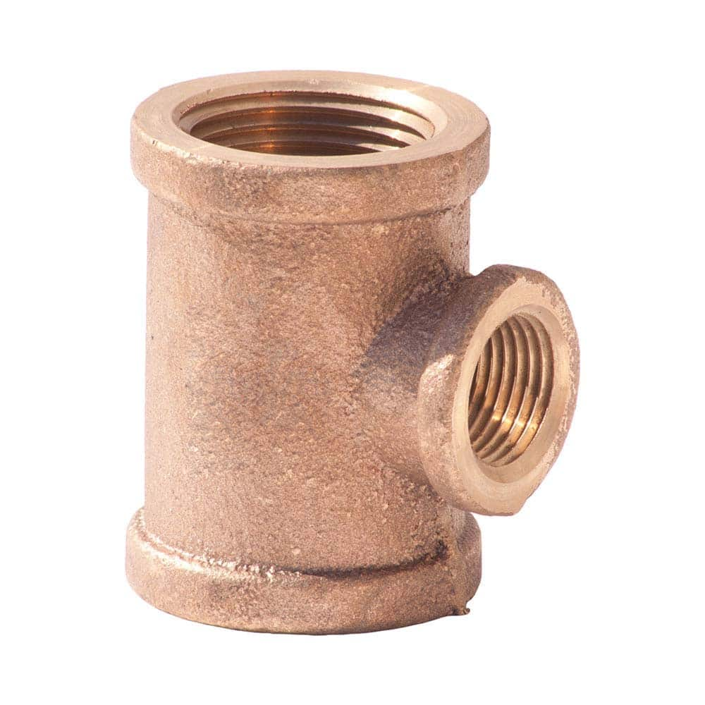 Merit Brass - Brass & Chrome Pipe Fittings Type: Reducing Tee Fitting Size: 1-1/4 x 1-1/4 x 1/2 - Makers Industrial Supply