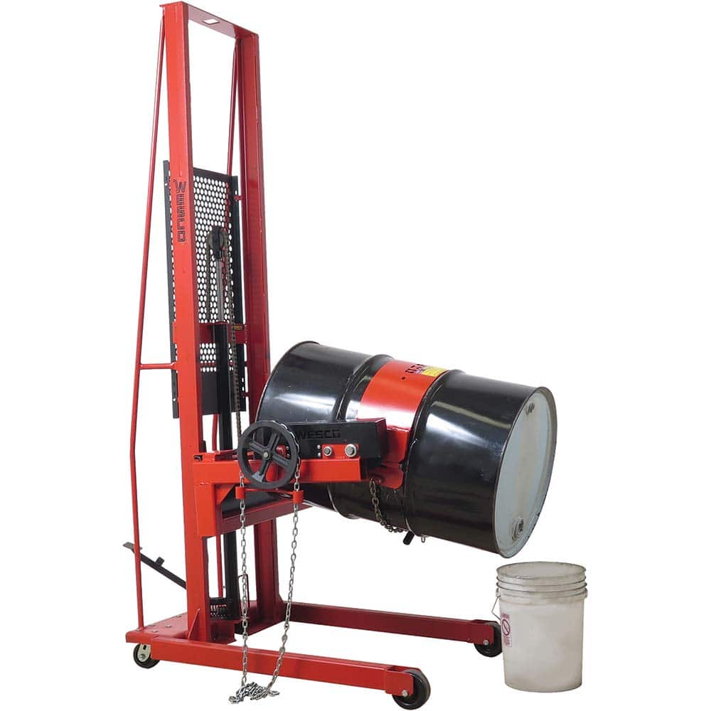 Drum Cart: (1) 55 gal Drum Wesco Stacker Carriage Mounted Manual Drum Rotator.