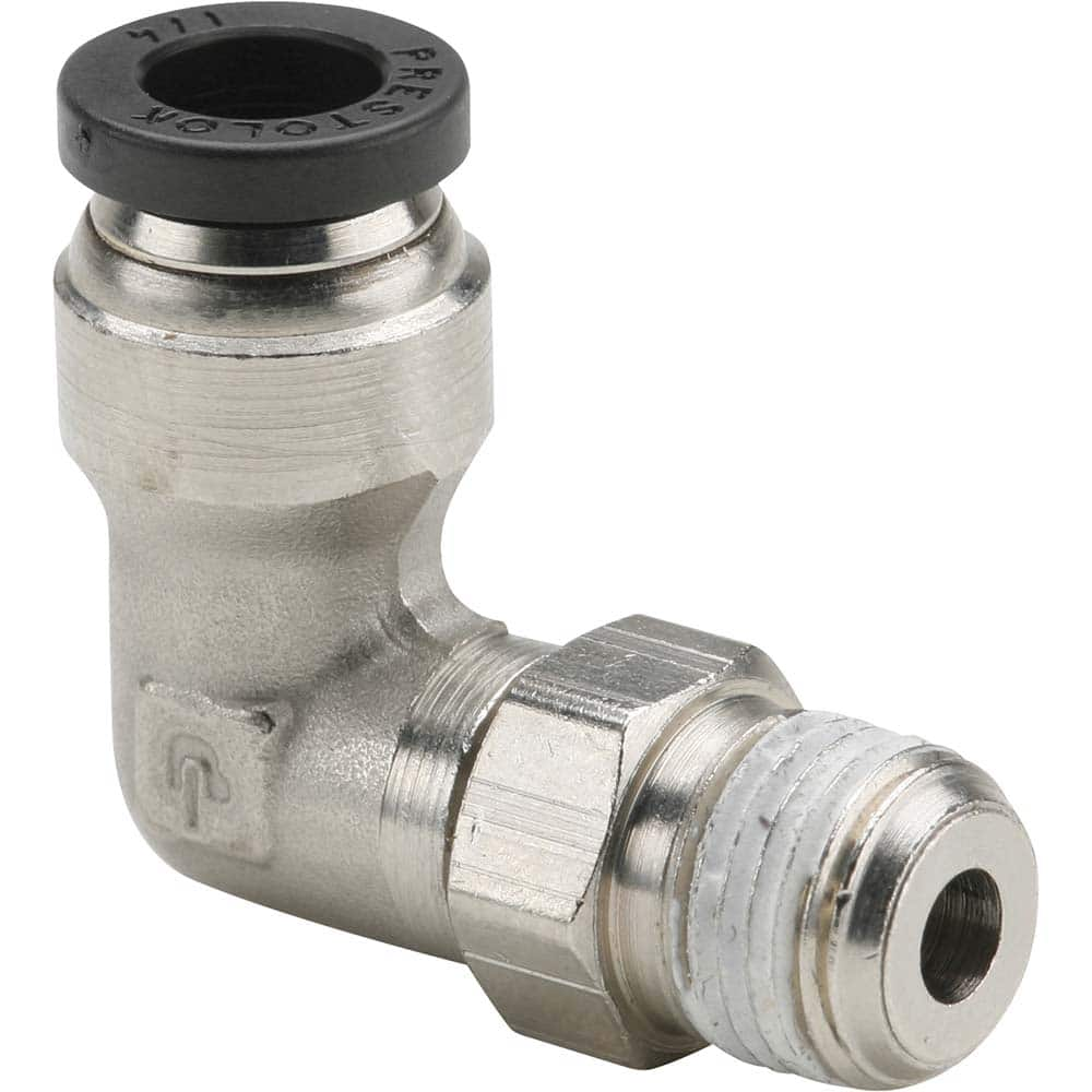 Parker - Metal Push-To-Connect Tube Fittings Type: Male Swivel Elbow Tube Outside Diameter (Inch): 3/8 - Makers Industrial Supply