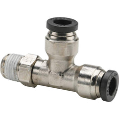 Parker - Metal Push-To-Connect Tube Fittings Type: Male Run Tee Swivel Tube Outside Diameter (Inch): 1/2 - Makers Industrial Supply