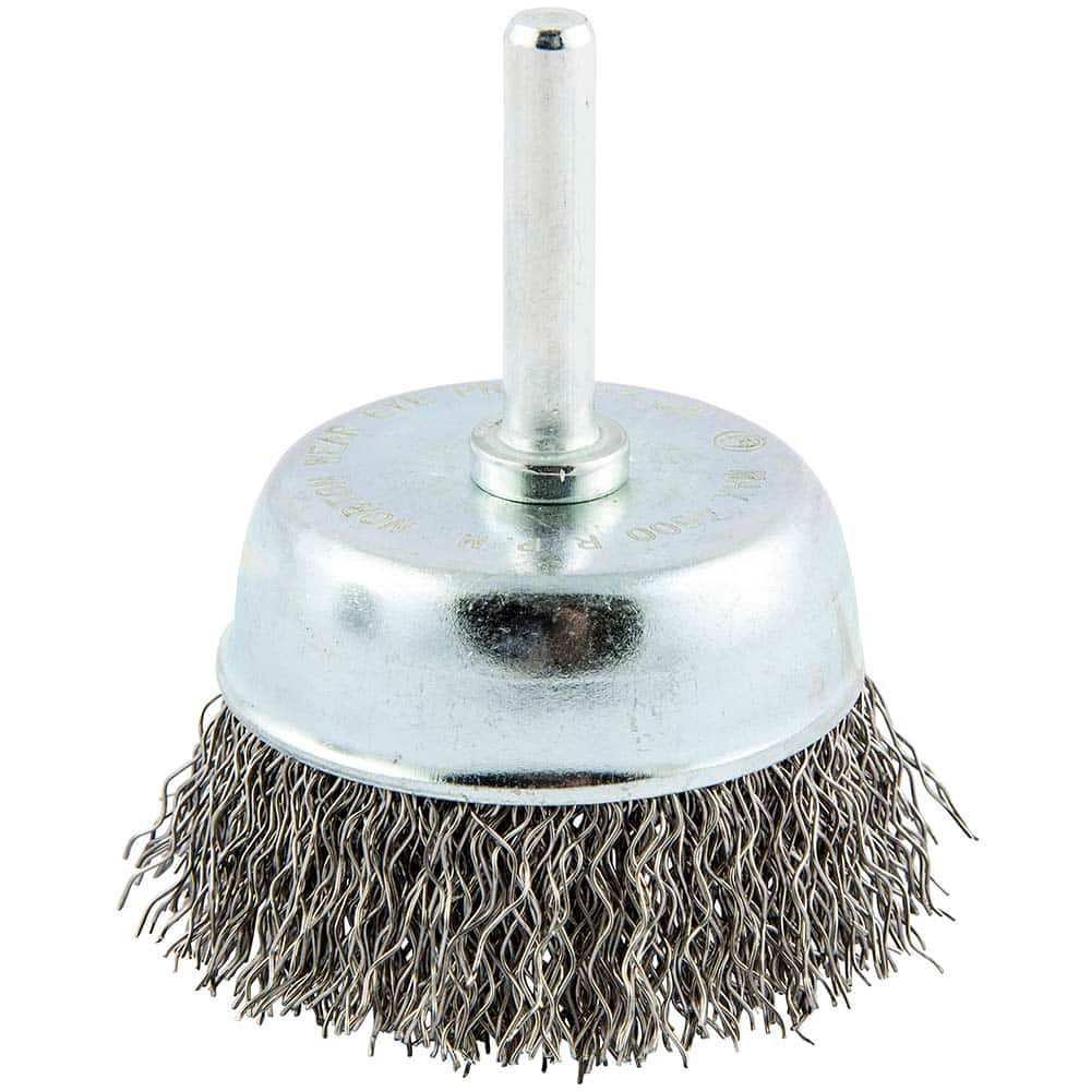 Norton - 2" Diam 1/4" Shank Carbon Steel Fill Cup Brush - Makers Industrial Supply