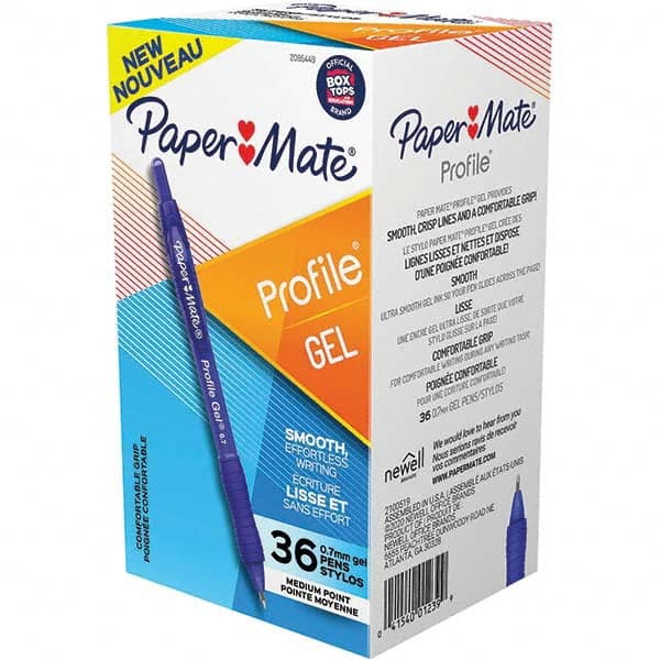 Paper Mate - Pens & Pencils Type: Retractable Gel Color: Blue - Makers Industrial Supply