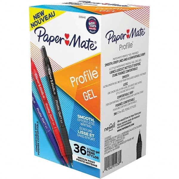 Paper Mate - Pens & Pencils Type: Retractable Gel Color: Black, Red, Blue - Makers Industrial Supply