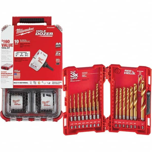 Milwaukee Tool - Hole Saw Kits Minimum Saw Diameter (Inch): 1-1/2 Maximum Saw Diameter (Inch): 4-1/4 - Makers Industrial Supply