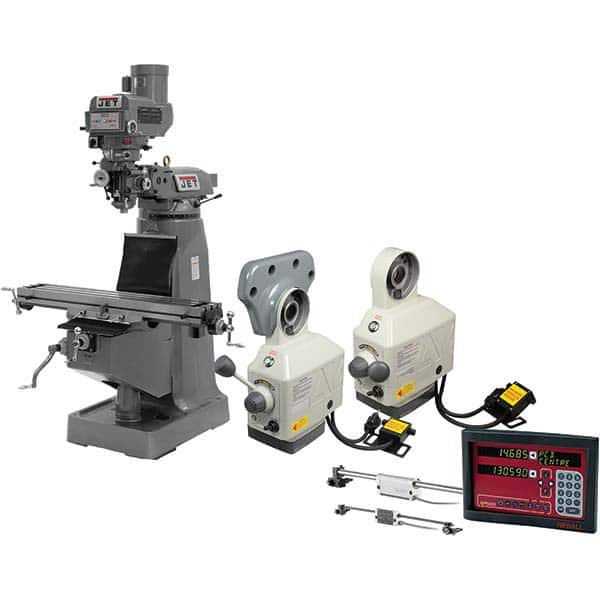 Jet - Knee Milling Machines Spindle Speed Control: Variable Speed Pulley Table Length (Inch): 49 - Makers Industrial Supply