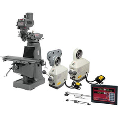 Jet - Knee Milling Machines Spindle Speed Control: Variable Speed Pulley Table Length (Inch): 49 - Makers Industrial Supply