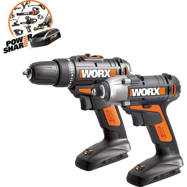 Worx - Cordless Tool Combination Kits Voltage: 20 Tools: Impact Driver; Drill/Driver - Makers Industrial Supply