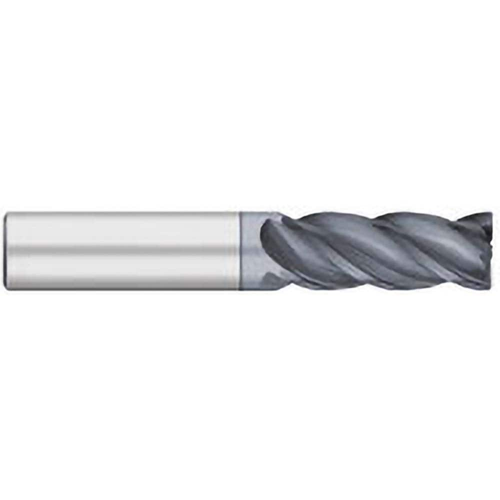 Corner Radius End Mill: 3/16″ Dia, 9/16″ LOC, 0.01″ Radius, 4 Flutes, Solid Carbide 2″ OAL, 3/16″ Shank Dia, 38 ° Helix, AlCromax Coated, Corner Radius End, Centercutting