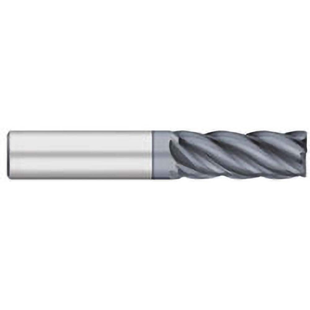 Corner Radius End Mill: 1″ Dia, 2″ LOC, 0.12″ Radius, 5 Flutes, Solid Carbide 4″ OAL, 1″ Shank Dia, 38 ° Helix, AlCromax Coated, Corner Radius End, Centercutting