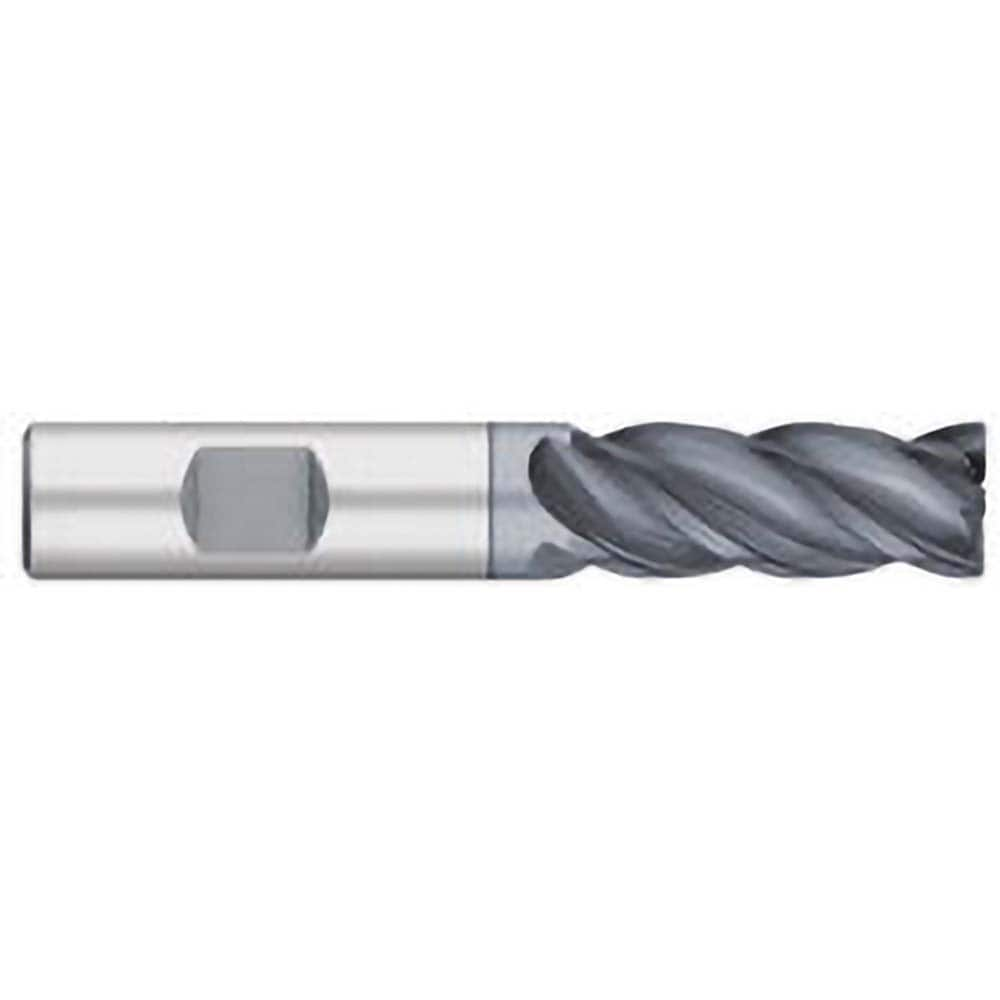 Corner Radius End Mill: 1″ Dia, 2″ LOC, 0.19″ Radius, 4 Flutes, Solid Carbide 4″ OAL, 1″ Shank Dia, 38 ° Helix, AlCromax Coated, Corner Radius End, Centercutting