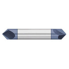 Titan USA - Chamfer Mills; Cutter Head Diameter (Inch): 3/8 ; Included Angle B: 45 ; Included Angle A: 90 ; Chamfer Mill Material: Solid Carbide ; Chamfer Mill Finish/Coating: AlTiN ; Overall Length (Inch): 2-1/2 - Exact Industrial Supply