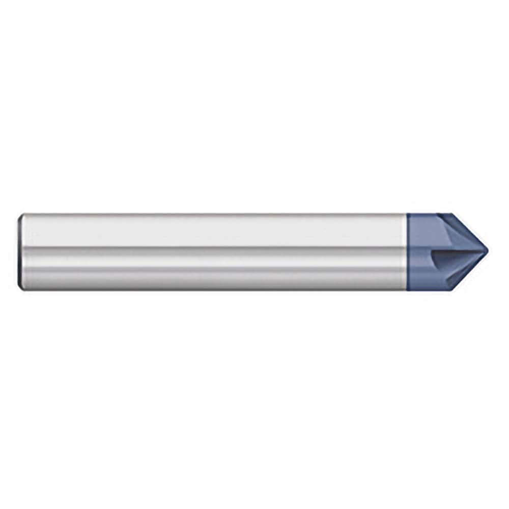 Titan USA - Chamfer Mills; Cutter Head Diameter (Inch): 1/4 ; Included Angle B: 30 ; Included Angle A: 120 ; Chamfer Mill Material: Solid Carbide ; Chamfer Mill Finish/Coating: AlTiN ; Overall Length (Inch): 2-1/2 - Exact Industrial Supply