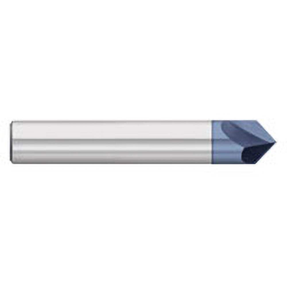 Titan USA - Chamfer Mills; Cutter Head Diameter (Inch): 1/4 ; Included Angle B: 60 ; Included Angle A: 60 ; Chamfer Mill Material: Solid Carbide ; Chamfer Mill Finish/Coating: AlTiN ; Overall Length (Inch): 2-1/2 - Exact Industrial Supply