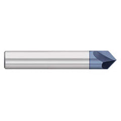 Chamfer Mill: 2 Flutes, Solid Carbide 2-1/2″ OAL, 1/4″ Shank Dia, AlTiN Coated