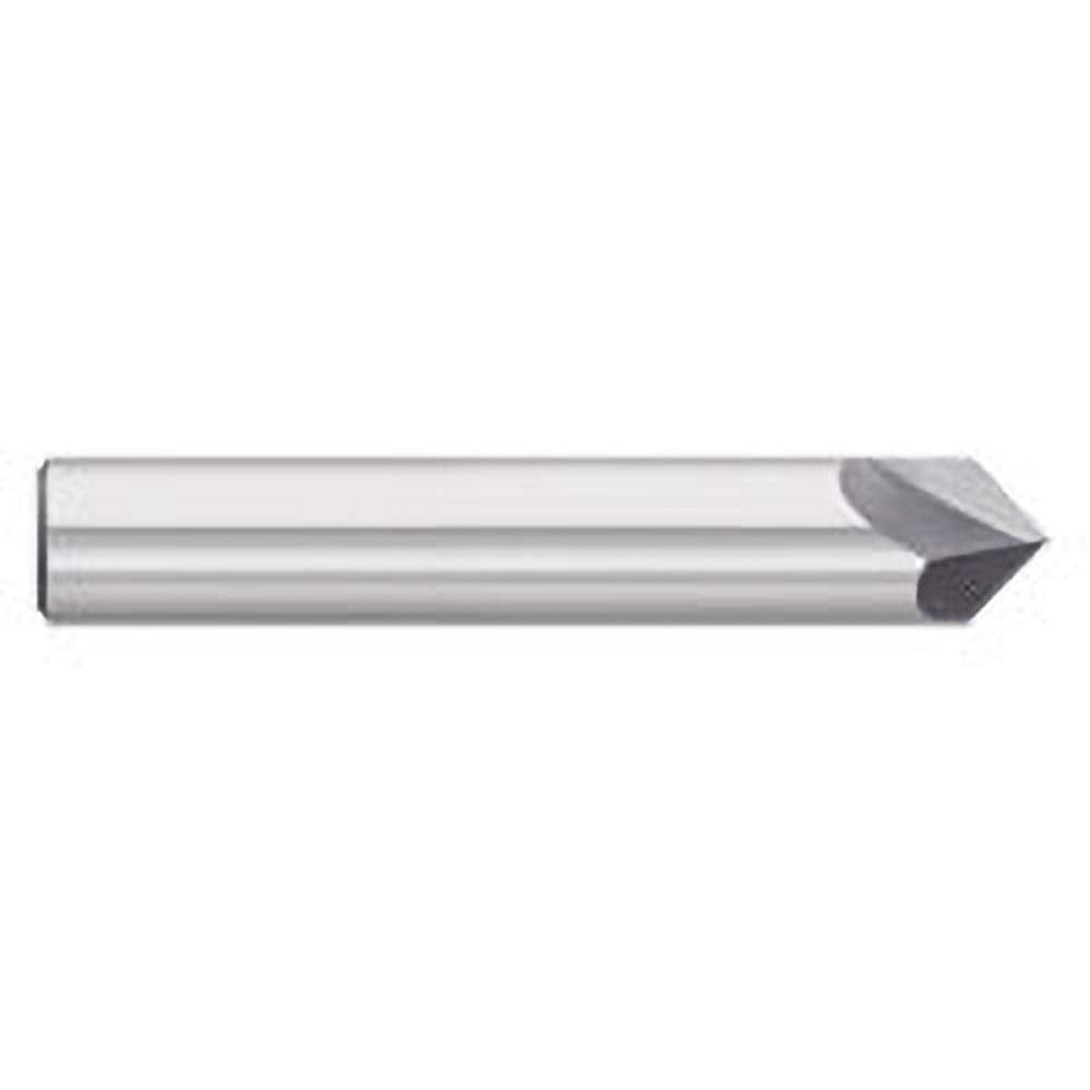 Titan USA - Chamfer Mills; Cutter Head Diameter (Inch): 3/8 ; Included Angle B: 45 ; Included Angle A: 90 ; Chamfer Mill Material: Solid Carbide ; Chamfer Mill Finish/Coating: Uncoated ; Overall Length (Inch): 2-1/2 - Exact Industrial Supply