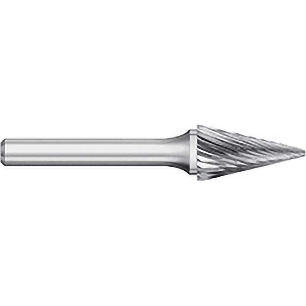 Titan USA - Burrs; Head Shape: Cone ; Industry Specification: SM-53 ; Tooth Style: Single Cut ; Cutting Diameter (Inch): 3/16 ; Cutting Diameter (Decimal Inch): 0.1875 ; Shank Diameter (Inch): 1/8 - Exact Industrial Supply