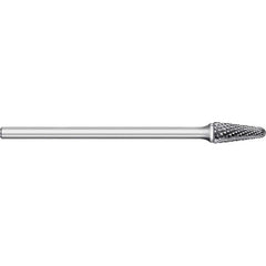 Titan USA - Burrs; Head Shape: Taper w/Radius End ; Industry Specification: SL-42L2 ; Tooth Style: Double Cut ; Cutting Diameter (Inch): 1/8 ; Cutting Diameter (Decimal Inch): 0.1250 ; Shank Diameter (Inch): 1/8 - Exact Industrial Supply