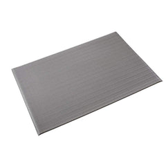 Anti-Fatigue Mat: 60' Length, 4' Wide, 3/8″ Thick, Polyvinylchloride Ribbed, Gray, Dry